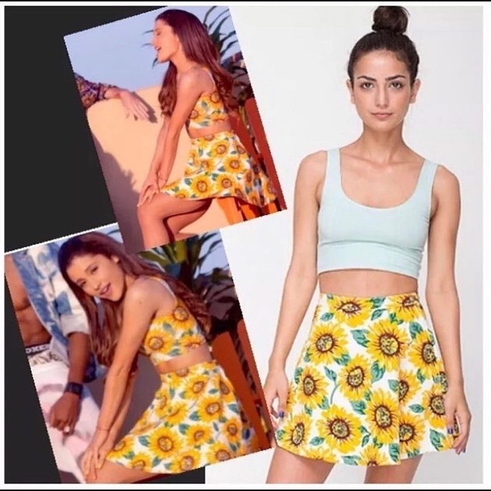 AMERICAN APPAREL DENIM SUNFLOWER SKIRT - Picture 2 of 3